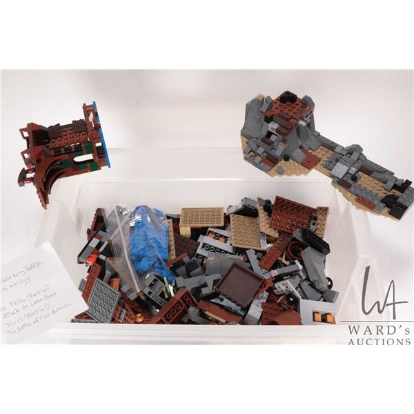 Three partial Lego "Lord of the Rings" building kits including "The Goblin King Battle" no. 79010, "