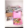 Image 1 : Box containing a large selection of Lego building bricks and accessories, various themes