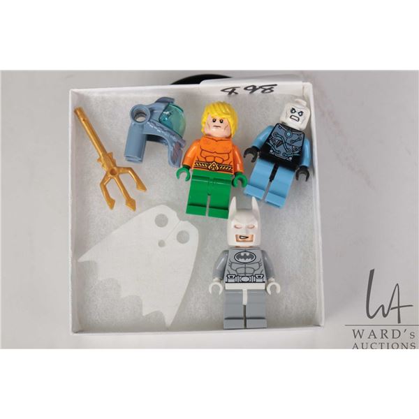 Three Lego DC Super Heros minifigures Aquaman, Arctic Batman, Mr. Freeze