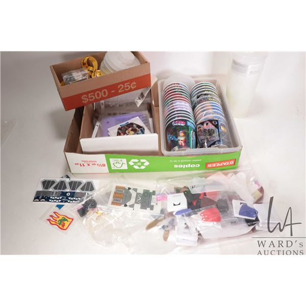 Selection of Lego fabric pieces and stickers of various themes from various kits, a selection of Leg