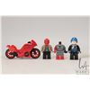 Image 1 : Three Lego Batman minifigures including Red Hood, Captain Boomerang, Katana torso and legs. Plus Red