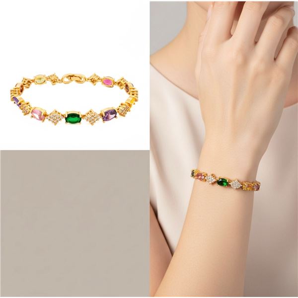 18kt Oro Laminado Gemstone Bracelet - 9 Coloured O