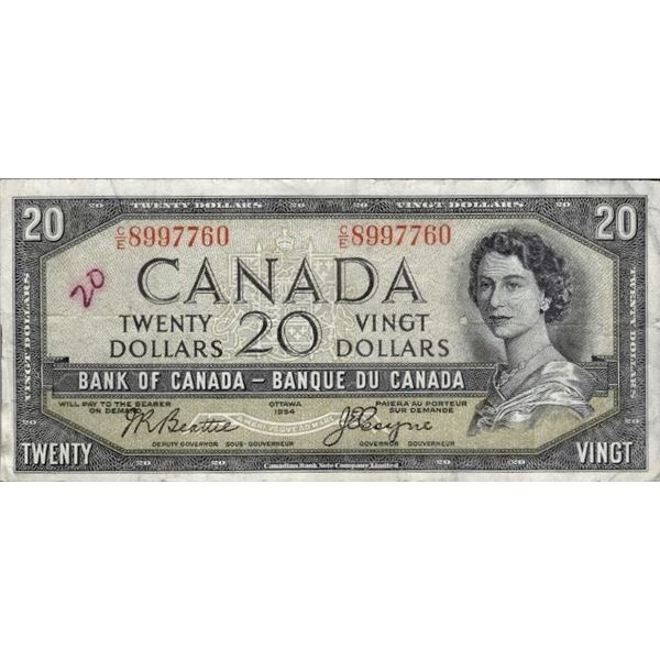 Bank of Canada 1954 Twenty Dollars Devil's Face Po