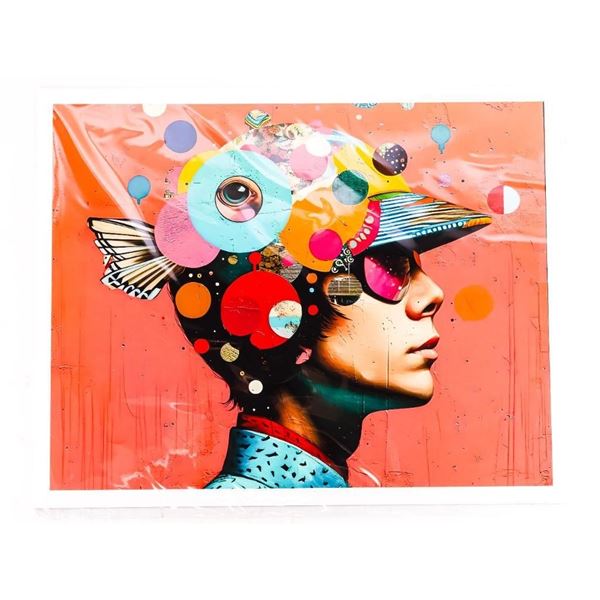 Colorful Urban Art Print Featuring a Boy with Abst