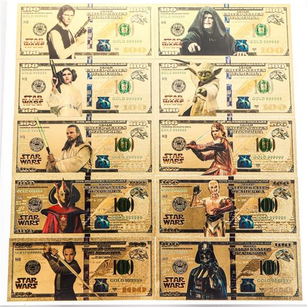 Star Wars 24kt Gold Leaf Collection 10 Notes