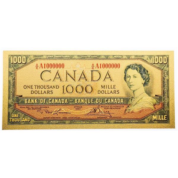 24kt Gold Leaf Canada $1000 Collectible Note