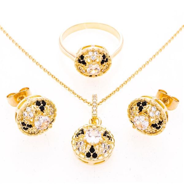 18kt Gold Overlay Jewellery Set - Earrings, Pendan