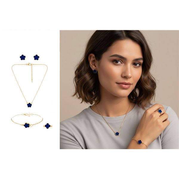 18kt Luxurious G.P. 5 Leaf Clover Enamel Jewellery