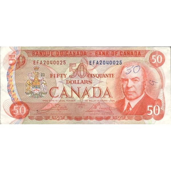 Bank. Of Canada 1975 Fifty Dollars - RCMP Formatio