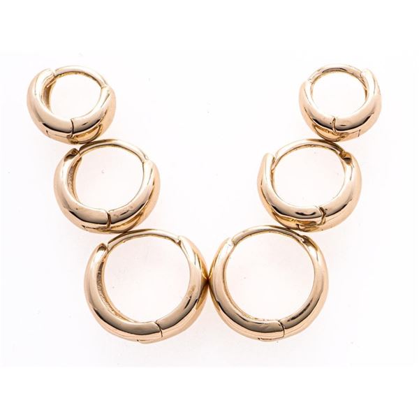 18kt BGO Round Huggy Style -Earrings - 3 Pr. Set
