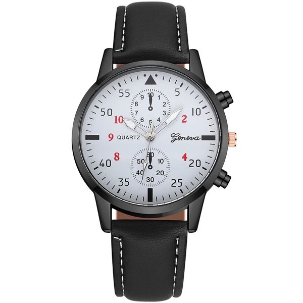 Geneva Qtz. Leather Band White Dial