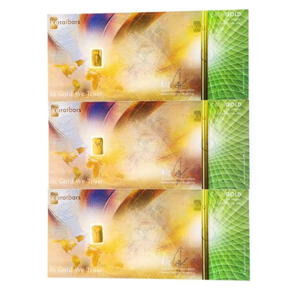 Lot 3 CASHGOLD Fine .999 24kt Gold Bars in Carrier
