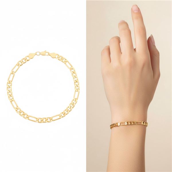 18kt Oro Laminado Figaro Style Link Bracelet 8" (8