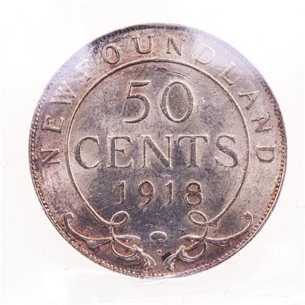 NFLD 1918C Fifty Cents AU55 ICCS