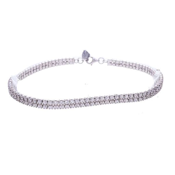 925 Sterling Silver/Rhodium -Gemstone Tennis Brace