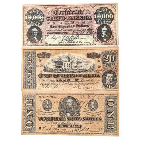 Lot 3 Confedrate States of America Notes - Circa 1