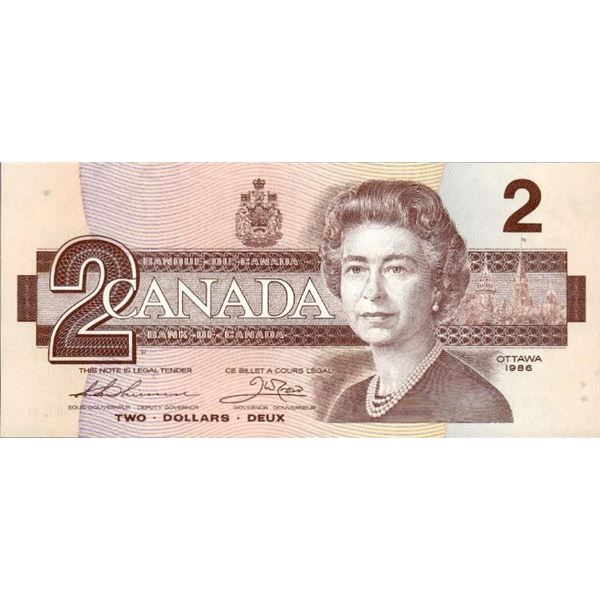 Canada 1986 Two Dollars (BBX) Small "B" UNC
