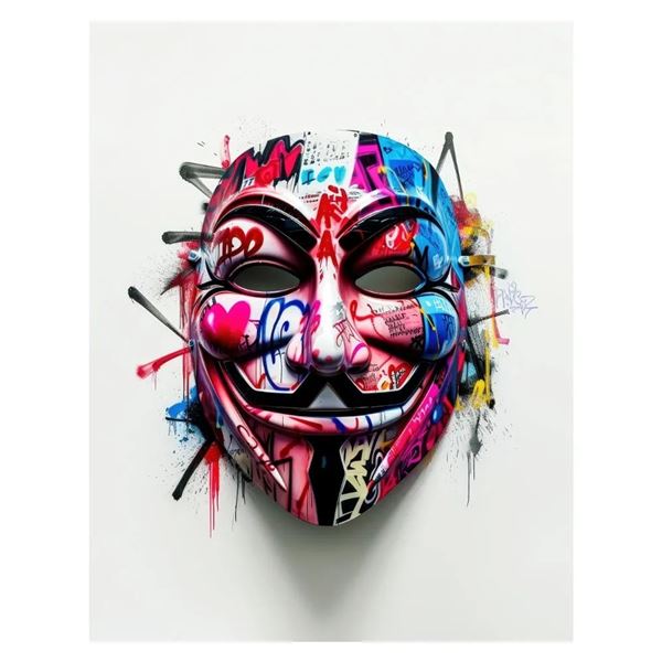 "Anonymous" 16x20" Fine Art Giclee. The mask is a