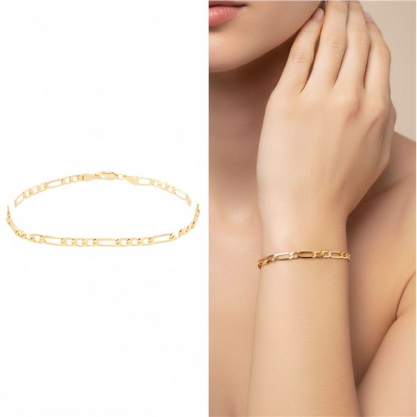 18kt Oro Laminado Figaro Link Bracelet 8" (3.8 gra