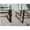 Image 4 : 2 Vintage Rosewood / Chrome with Thick & Heavy Glass Tops - Approx: 32 x 22 & 20"T