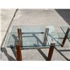 Image 5 : 2 Vintage Rosewood / Chrome with Thick & Heavy Glass Tops - Approx: 32 x 22 & 20"T