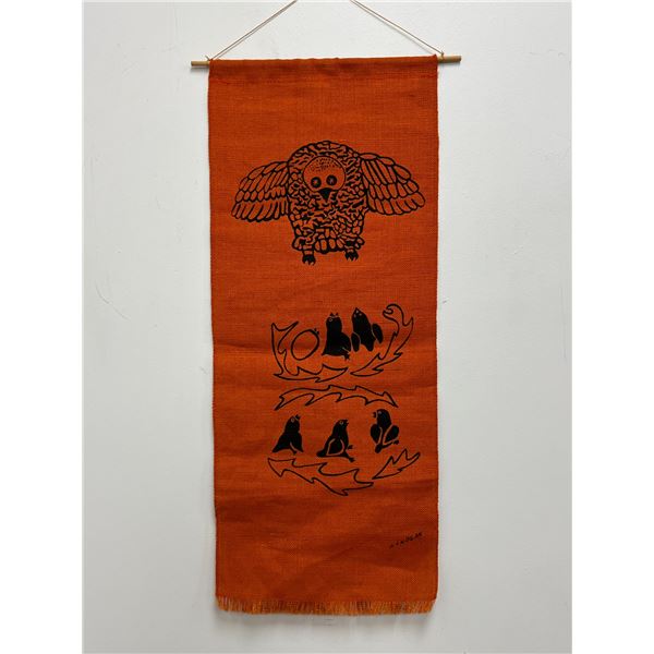 Agnes Nanogak on Burlap Wall Hanging - Approx: 29x12"