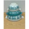 Image 1 : 3 Pyrex Amish / Butterprint Nesting Mixing Bowls - largest 2.5 Qt. - used, see photos