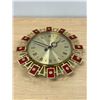 Image 1 : Mid Century Caravelle Brass Battery Op Wall Clock 11" started up with Battery - see photos