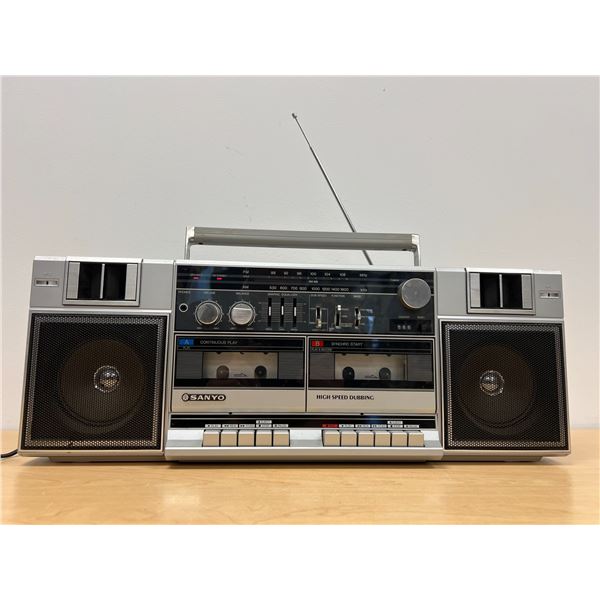 Sanyo Boombox Dual Cassette Radio Model No. M W220 (23.5 " wide)