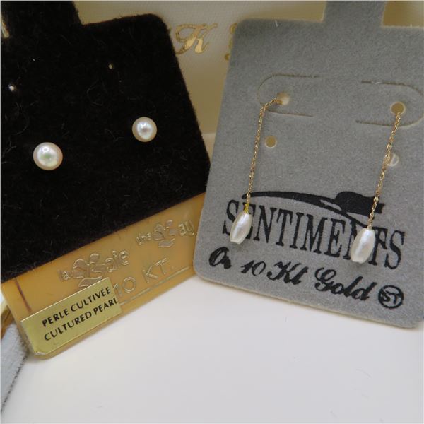 10K Yellow gold and pearl earrings - see description and photos