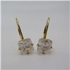 Image 1 : 14K Yellow gold earrings with clear stone.  Super shiny!  Marked 14K on arm