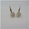 Image 4 : 14K Yellow gold earrings with clear stone.  Super shiny!  Marked 14K on arm