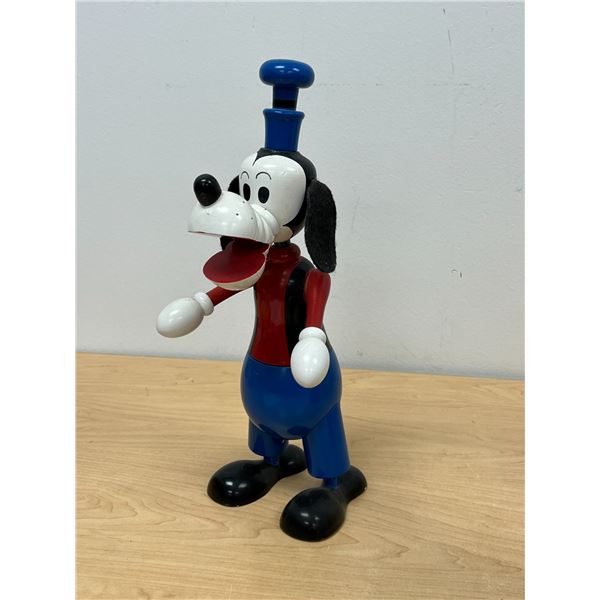 Vintage Figural Goofy Painted Wood Coin Bank with Lock 13.5" tall