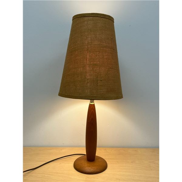 Mid Century Teak Table Lamp - Works 24" tall and 10" wide