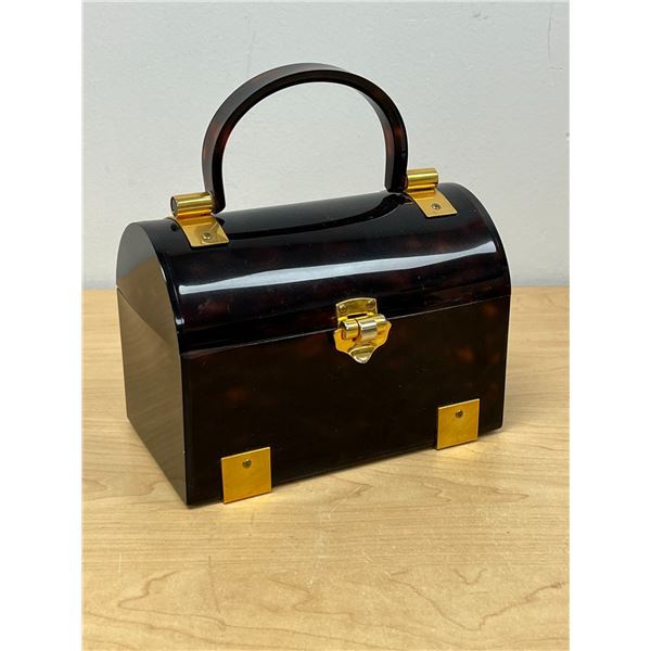 Vintage Crown Lewis Lucite Faux Tortoise Shell Purse - Approx: 7.5 x 4.25 & 5.25"T