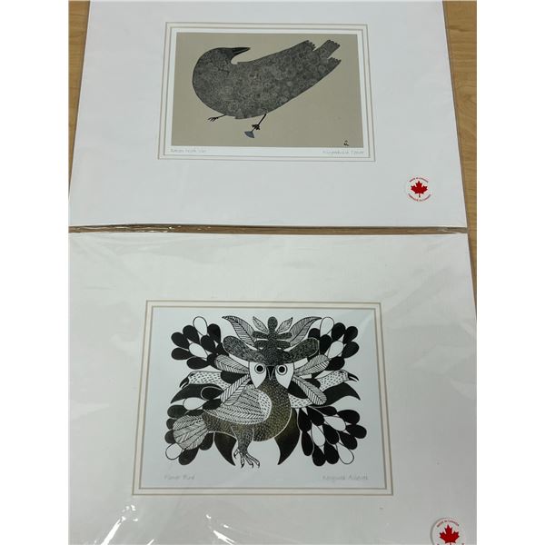 Kenojuak Ashevak Flower Bird & Ningeokuluk Teevee Raven with Ulu Unframed Prints