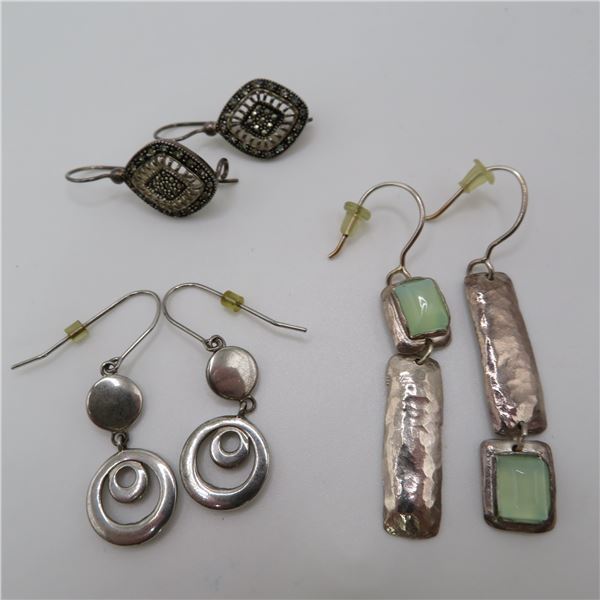 925 earrings lot.  Three beautiful and unique pairs of earrings.  All marked 925