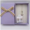 Image 2 : Sterling Silver gift set in box.  Includes chain with pendant and matching earrings.  Very nice!