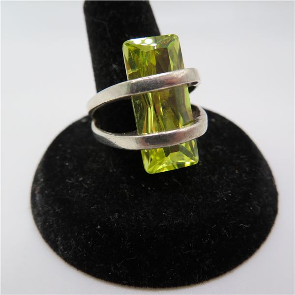 925 ring with yellow stone - this one is a statement piece!  Approx size 7-7.5.  Marked 925