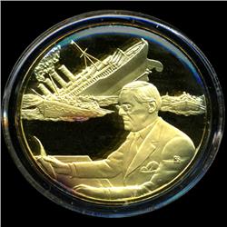 .75oz Franklin Mint PR70 DCAM 24k plated Sterling Silver Round History of the American Presidency T.