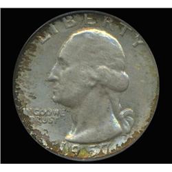 1957D Washington 25c Quarter Coin Graded PCGS MS66 Fabulous Iridescent Toning (COI-6408)