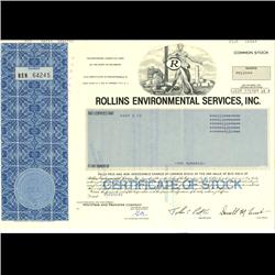 1980s Rollins International Stock Certificate Scarce Blue (COI-3352)
