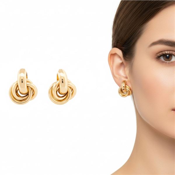 18kt Gold Oro Laminado Interlocking Loop Earrings