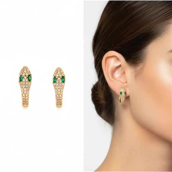 18kt Gold Layered Oro Laminado Python Snake Head H