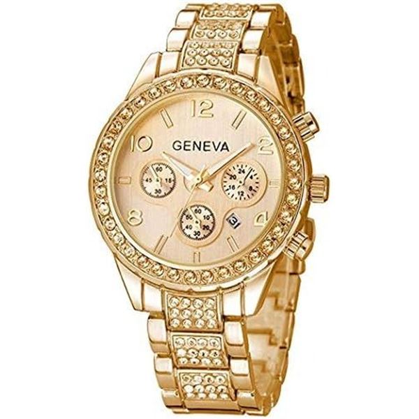 Geneva Qtz. Watch Goldtone w/ Crystal Elements Bez