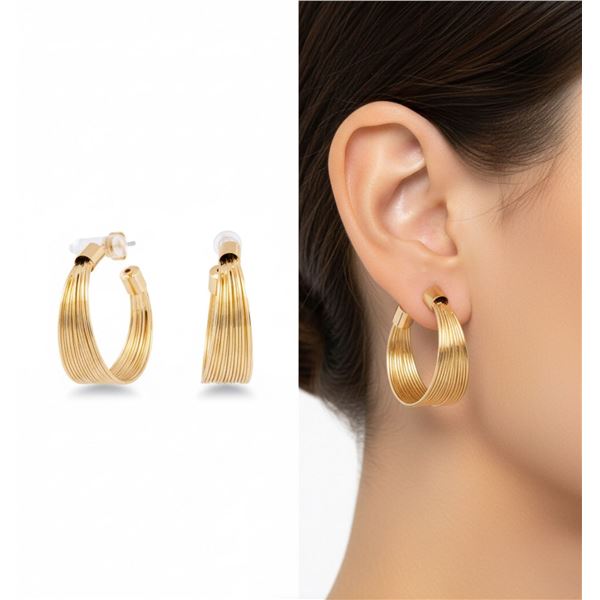 18kt Gold Layered Oro Laminado Multi Wire Hoop Sty
