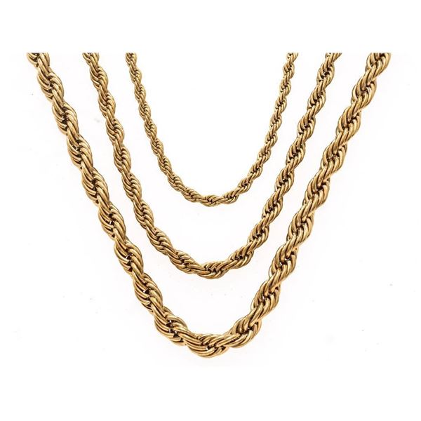 18kt G.P.Layering Set of 3 Rope Style Necklaces