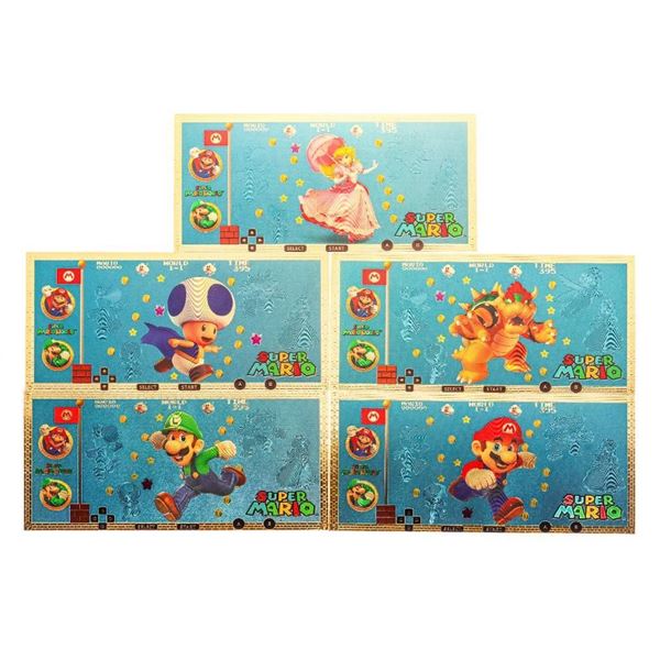 Set 0f 5 - Super Mario 24kt Gold Leaf Overlay Coll