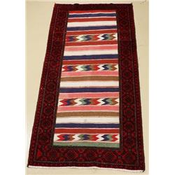 A Persian Baluch with Kilim Weave Wool Rug.