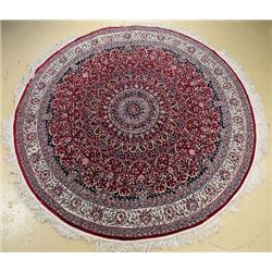 A Sino Persian Isfahan Round Wool Rug.